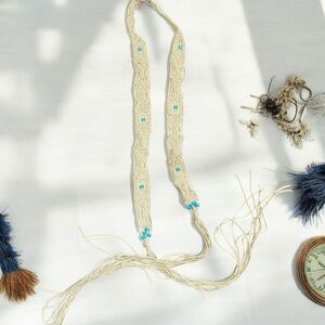 Macrame turquoise Woven Belt boho cottagecore Beachy